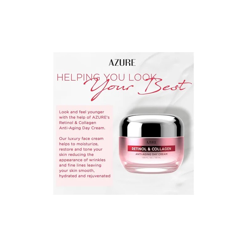Azure Crema Facial Coreana Retinol Y Colágeno, 1.7 Oz (2)