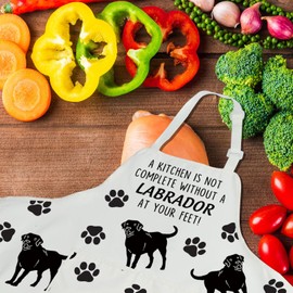 CENWA Labrador Mom Apron With Pockets Labrador Lover Gifts Dog Owner Gifts Adjustable Cooking Apron For Labrador Dog Lovers, White, One Size