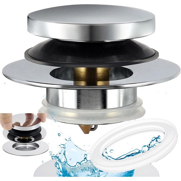 Universal Bathtub Drain Stopper,Bathroom Tub Drain Plug Pop Up,Replaces Bath
