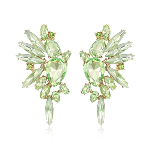 EVER FAITH Crystal Statement Earrings, Art Deco Marquise Drop Cluster