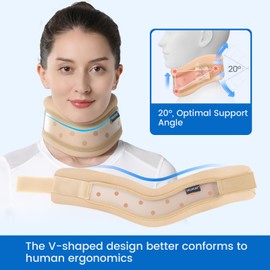 Velpeau Neck Brace -Foam Cervical Collar - Soft Neck Support Relieves Pain & Pressure in Spine - Wraps Aligns Stabilizes Vertebrae - Can Be Used During Sleep (Plus Brown Small)
