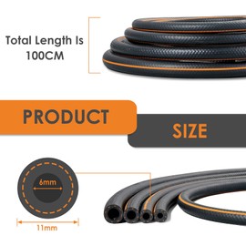 Pronese 6mm Fuel Hose, Length 1m, Nitrile Rubber (NBR) Hose, Oil-Resistant, Pressure-Resistant, Heat-Resistant Hose, 6 Pieces Dedicated Hose Clamps Included, for Automobiles and Motorcycles