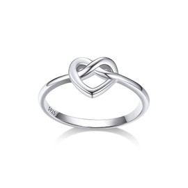 Bestyle Silver Celtic Ring for Women Girls, Dainty Cute Heart Knot Ring, Women Simple Finger Band Ring Stacking Ring, Eternity Love Band Ring for Her, Great Celtic Jewelry for Women,Size 9