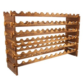 Yimisya Wooden Wine Rack, 6 Tier Stackable Wine Rack, Sturdy and Durable Wine Storage Rack Freestanding Floor, 72-Bottle Holder, for Kitchen, Bar, Pantry and Cellar