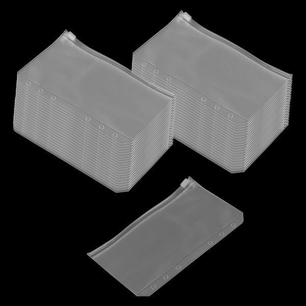 ZEONHAK 60 PCS A6 6 Holes Zipper Binder, Clear Budget