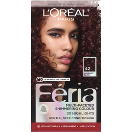 L'Oreal Paris Feria Multi-Faceted Shimmering Permanent Hair Color, High Intensity Hair Dye for 3X Highlights, 42 Burgundy Blush, 1 Hair Dye Kit