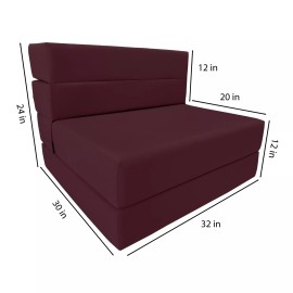 Danfuton Lounger Folding Foam Mattresses, Portable Sleepover Bed, 6 x 32 x 80, Burgundy