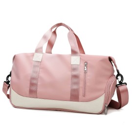 Keyck Sports Bag for Men and Women Large 40L with Shoe Compartment and Wet Compartment, Travel Bag, Foldable, Fashionable, Waterproof, Lightweight, Yoga, Gym, Swimming Bag, Beach, Holiday, School, Sports Bag, pink, 47x22x25 CM