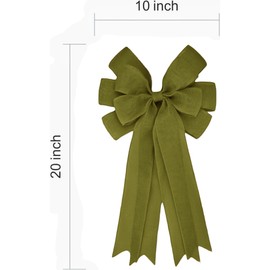 Meseey 2 Pcs 20 x 10 Inch Large Burlap Bows Farmhouse Wreaths Jute Bow for Gift Wrapping Tree Topper Front Door Home Decorations (Sage Green)