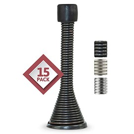 Jack Nâ Drill Door Stopper (15 Pack) - 3ââ Light Duty Spring Door Stop with Flexible Spring and Non-Marking Tip, Door Stops with Finishes to Match Every Home and Office
