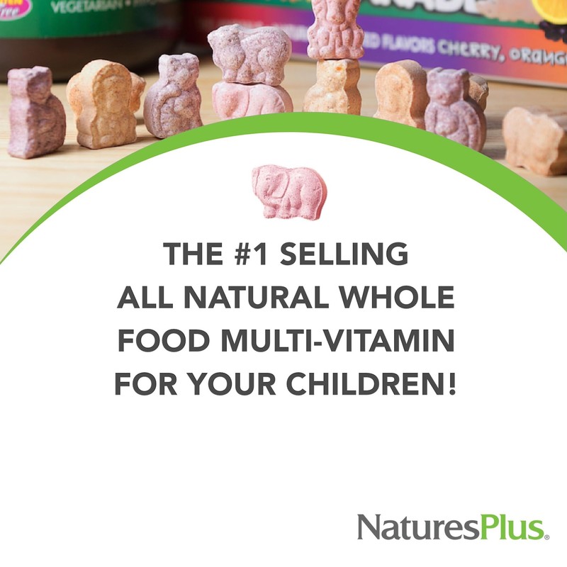 NaturesPlus Animal Parade Children’s Multivitamin - Natural Assorted, Cherry, Orange,