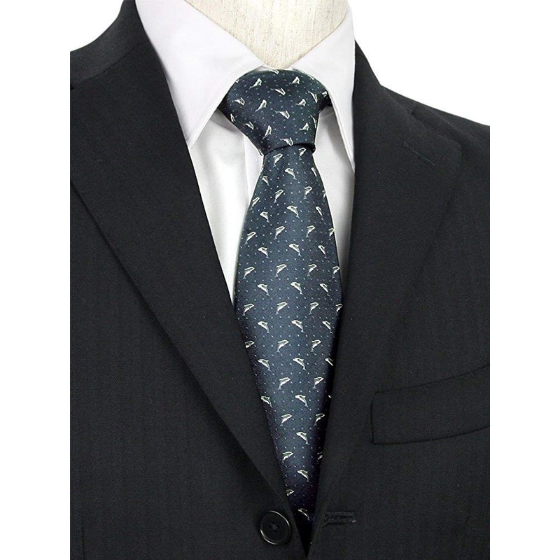 [COLORATA] Carolata Dolphin Pattern Necktie (100% Silk / Jacquard Woven),
