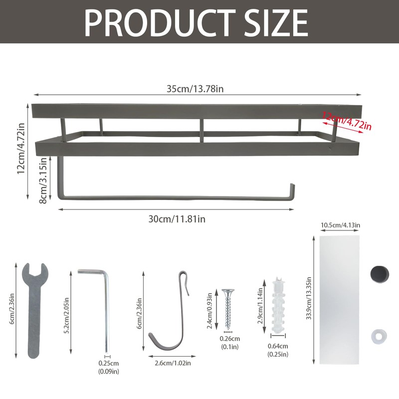 WJUAN Wall Spice Rack 35 cm - Kitchen Shelf with