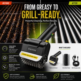 Electric Stainless Steel BBQ Grill Brush for Outdoor Cleaning – Rechargeable 1500 RPM Tool for Grill Grates