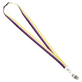 Zac's Alter Ego Shiny Metal Whistle on Non-Binary Stripe Lanyard