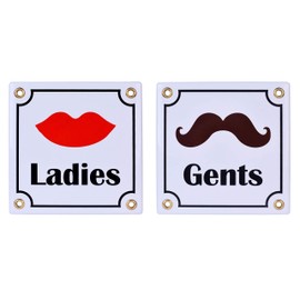 Sosenco - Home Wall Art Deco - Vintage Wall Plaque - Retro Enamel Door Sign - Toilet WC Ladies & Gents