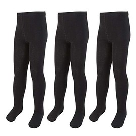 Metzuyan Girls Cotton 3 Pairs School Tights 2-3 up to 11-12 Years Black 7-8
