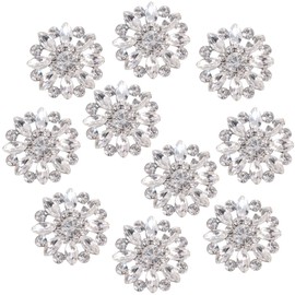 Jerler 10 Pcs 24MM Rhinestone Buttons Crystal Embellishments Sew on Clothing Buttons for Decoration and DIY (Crystal-Silver, 24mm/0.94 inch)