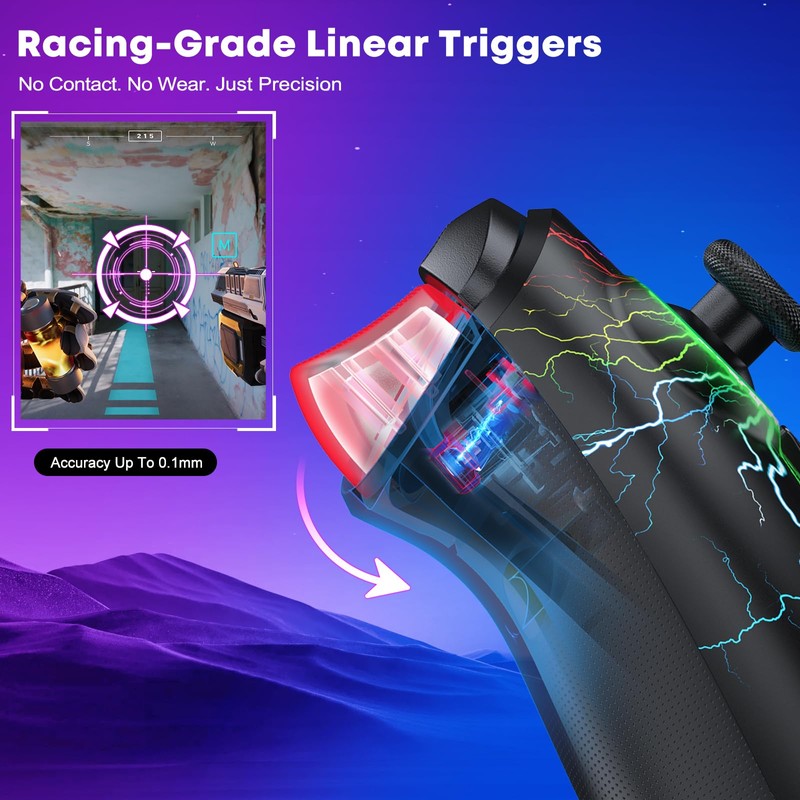 GAMSINGY Wireless PC Gaming Controller -RGB Lightning Pro Gamepad for