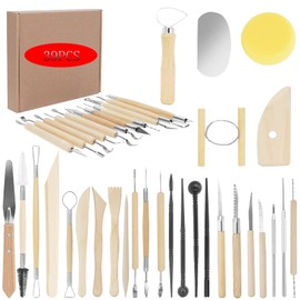 Pottery Supplies Clay Tools for Sculpting, Yagugu 39Pcs Basic Wood Ceramics Carving Polymer Clay Tool Supplies kit Supplies for Kids Adults and Artists Modeling Shaping Building for Art&Craft Gifts