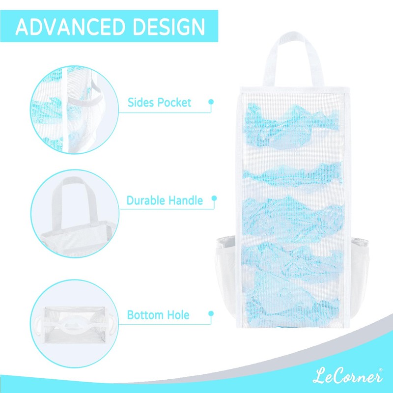 LeCorner Plastic Bag Holder, Large Capacity Grocery Bag Holder, Breathable
