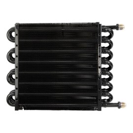 16 Pass 1/2" Transmission Cooler, 16 Rows 8AN Aluminium Ultra-Cool Tube and Fin Design Universal Oil Cooler Kit, Compatible with 1/2" Transmission Cooler Lines Universal (Black Finish)
