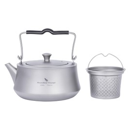 Boundless Voyage Ti3093D Titanium Kettle, For Camping, Barbecues, 28.7 fl oz (800 ml), Teapot with Tea Strainer, Water Kettle, Lightweight, All Titanium, Compatible with Direct Flames, Kettle, Campfire Kettle, Climbing, Outdoors, Camping Equipment