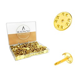 BEADNOVA 150 Pairs Butterfly Pin Backs Clutch Tie Tacks Pin Backs for Lapel Pins Blank Pins with Pin Backing (Gold, 150 Sets)