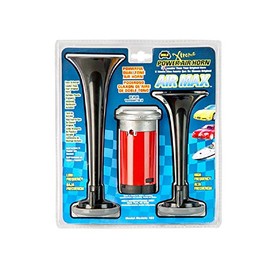 Wolo (402) Air Max Black Plastic Trumpet Horns - 12 Volt, High and Low Tone