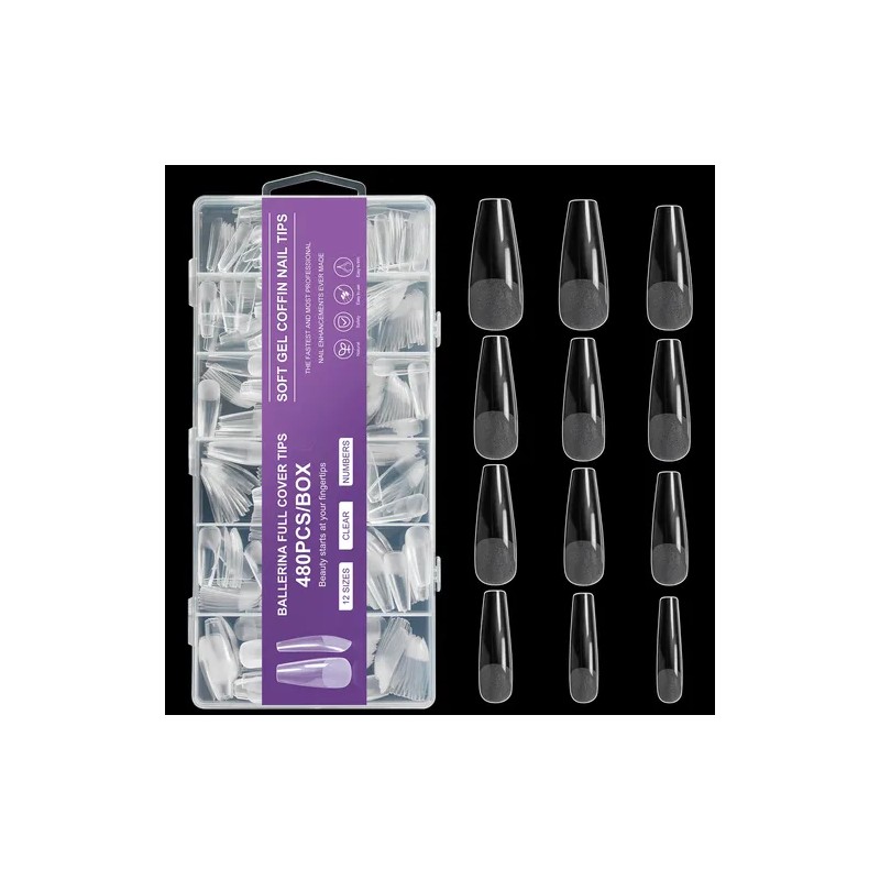Puntas De Uñas De Bailarina Acrílicas Medio Mate 480pcs