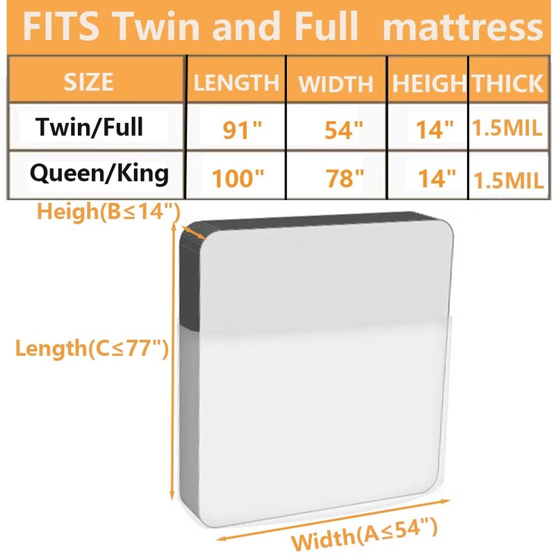 Mattress Bags for Moving Storage,Mattress Protector Cover, Waterproof Mattress Protector