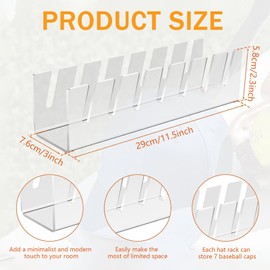 Cap Holder, 2 Pieces Acrylic Hat Stand Storage Baseball Cap Holder, Desktop Baseball Cap Organiser, Can Be Stored 14 Hats, for Display of Baseball Caps, Transparent