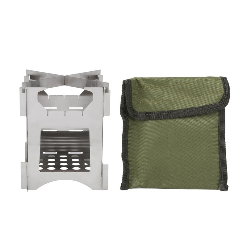 Portable Stainless Steel Folding Wood Burning Stove Mini Cooker for