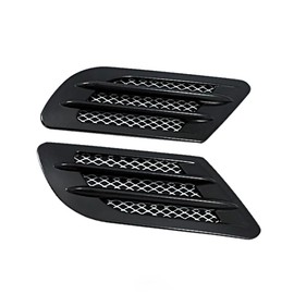 TOTMOX Universal Black/Chrome/Carbon Fiber Car Air Flow Fender Side Vent Decoion Sticker, Black