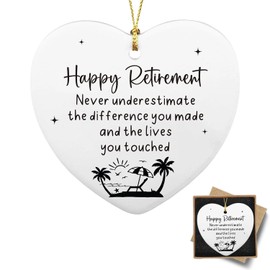 Retirement Gifts for Women, Heart-Shaped Ceramic Plaque Happy Retirement Gifts, Funny Retirement Gift Ideas for Retired Coworker, Boss, Nurse, Teacher, Family and Friend