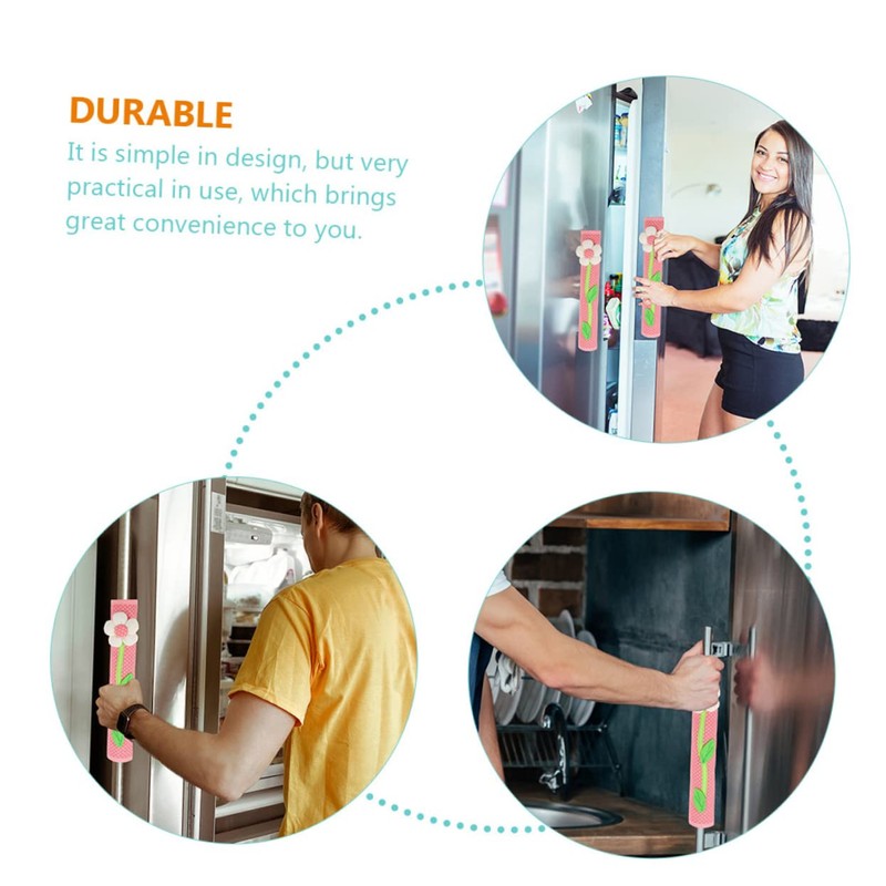 TEHAUX Elegant Kitchen Handle Covers 4pcs Refrigerator Handle Covers Fingerprint