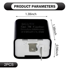 Anyhut 2 PCS LED Flasher Relay, 2-Pin Electronic LED Turn Signal Relay, Adjustable Hyper Flash Switch for Turn Signals, Universal Electronic Flasher Blinker Contactor for Most Motorcycles (Black)