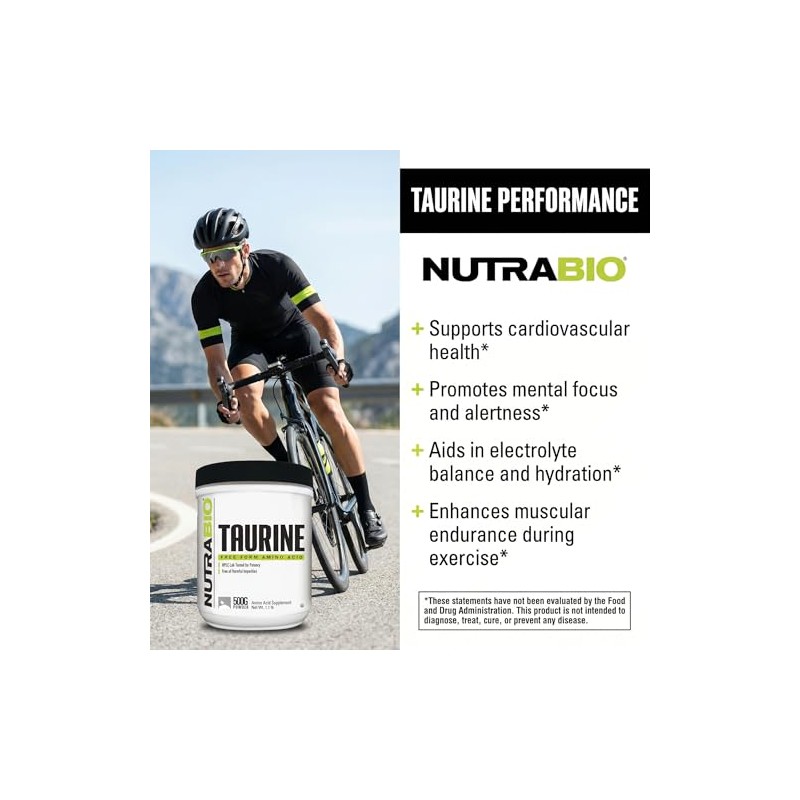 NutraBio 100% Pure Taurine Powder - 500 Grams by NutraBio
