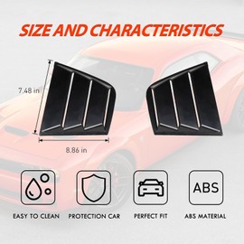 CTMAOYI for Dodge Charger 2011-2024 Side Window Louvers Air Vent Scoop Shades Cover Blinds ABS (Black) (Black)