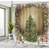 Abakuhaus Christmas Shower Curtain, Pine Tree Presents, Digital Print on