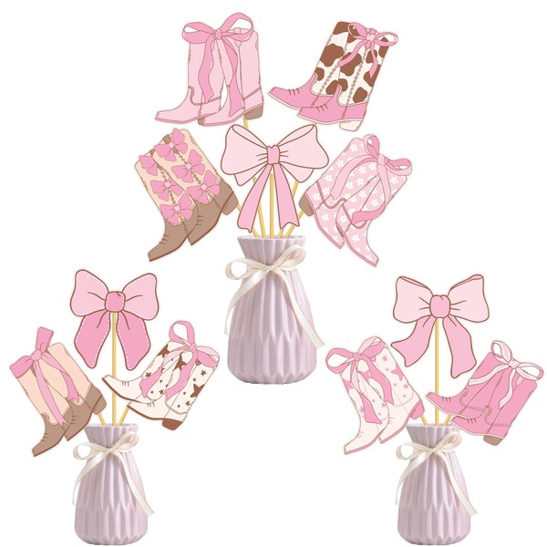 Western Cowgirl Centerpiece Sticks 16PCS Coquette Bow Cowgirl Boots Party