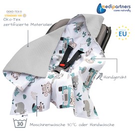 Medi Partners Swaddling Blanket 100% Cotton Waffle 85 x 85 cm Cuddly Blanket for Pram Baby Seat Universal Baby Blanket Double-Sided Baby Blanket Buggy Car Seat