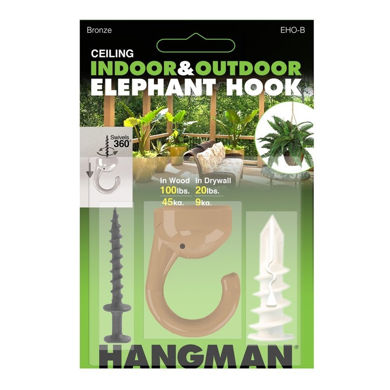 Hangman Products Elephant Hook Ceiling Hanger - (Bronze) Pack of