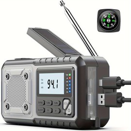 Emergency Hand Crank Weather Radio, 5000mAh Solar Powered Hand Crank Portable NOAA AM FM Battery Powered Radio with Flashlight Weather Alert, SOS Alert And Reading Light, Family Gift - Color: grey, Size: 5000mAh