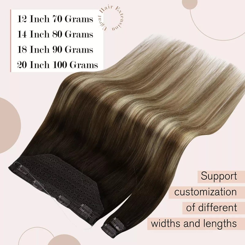 Ugeat Extensiones Cabello Natural 14in Marrón Oscuro A Blanqu 80gr