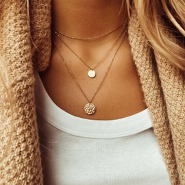 Necklaces for Women Gold Necklace Women Layered Necklace for Women Pearl Coin Charm Necklace Stackable Paperclip Chain Necklace Dainty Gold Necklace Stack Gold Jewelry Gifts for Women