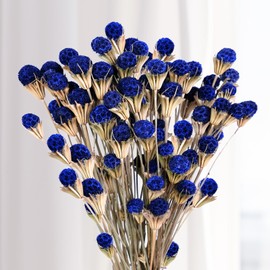 50Pcs Natural Blue Dried Thistle Flowers Bouquet 17'' Premium Preserved Thistle for Flower Arrangement Handmade DIY, Blue Flowers for Vase Filler Wedding Home Kitchen Farmhouse Boho Style Decor