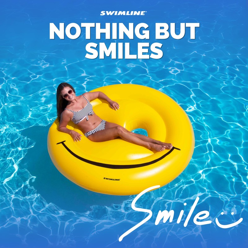 Swimline Smiley Face Pool Float , Yellow