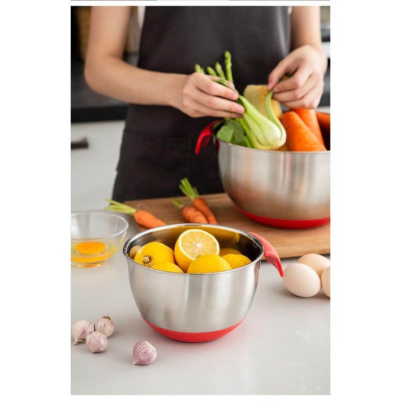 KUNANG Stainless Steel Mixing Bowls, non slip silicone base bowls