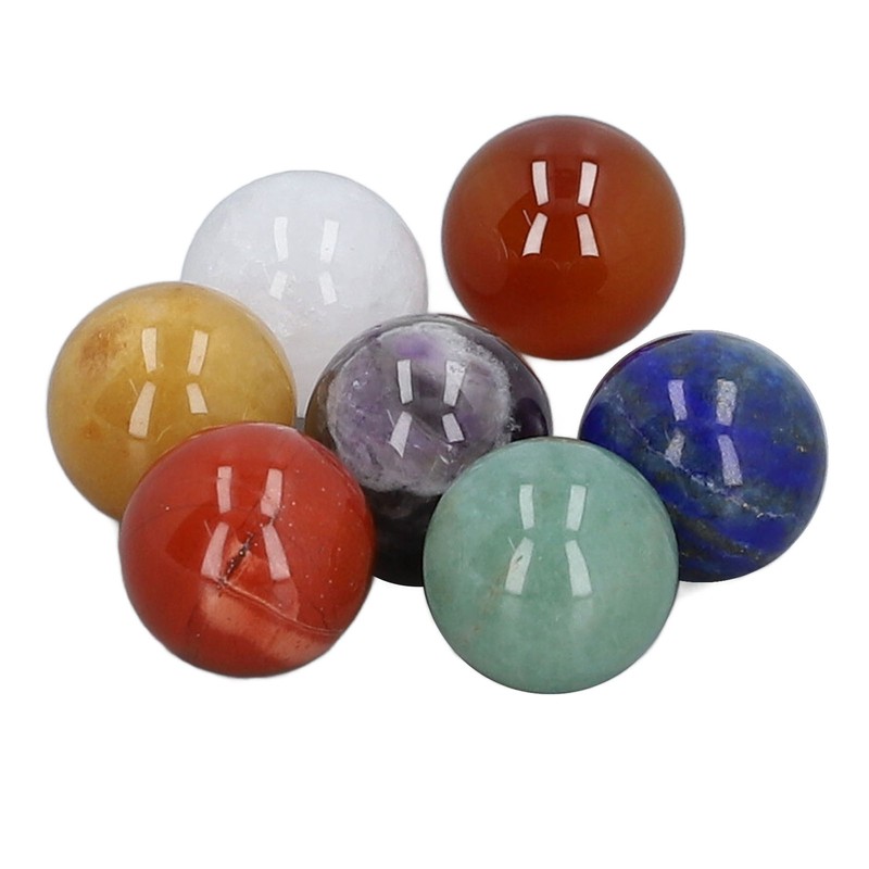 7pcs Chakra Crystal Balls Topaz Redstone Green Aventurine Lapis Lazuli